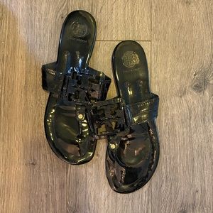 Tory Burch Miller 2 Square Black Patent Sandals